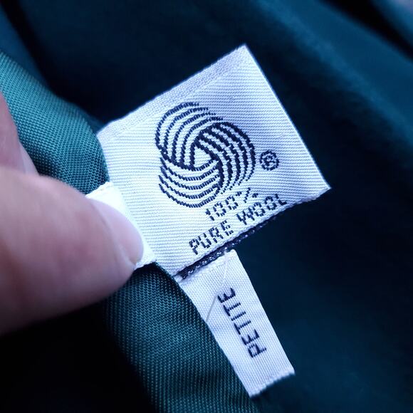 Vintage Forecaster Green Wool  Double Breasted Winter Trench Coat 13 /14 Petite - Picture 16 of 16